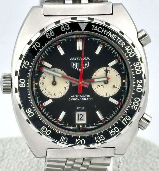 Vintage Heuer Autavia 11063V Mens Watch Reverse Panda